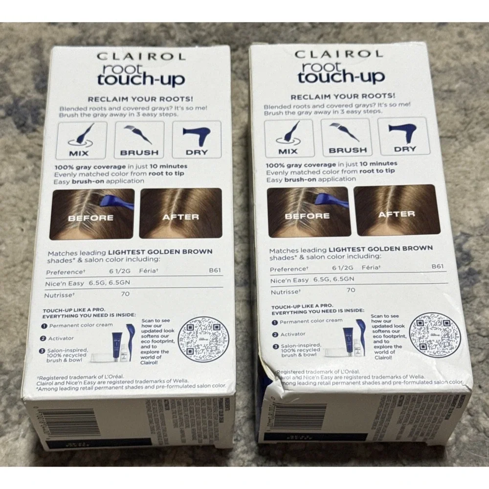 Lot of 2: Clairol Root Touch-Up Color Blend Hair Dye 6.5G Lightest Golden Brown